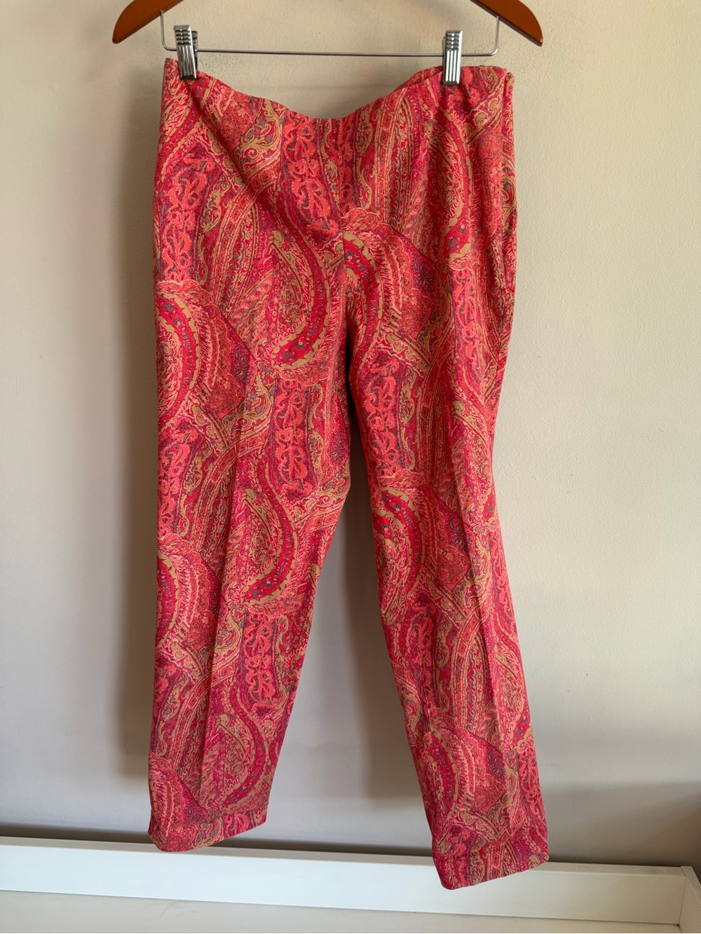 J. Jill Womens Red Paisley Stretch Ankle Pants‎ Straight Leg Size 10